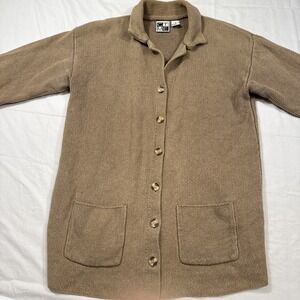 SWEATER CARDIGAN CTME Womens SMALL  TAN  L/S Button Up Knit  RAME/Cotton POCKETS